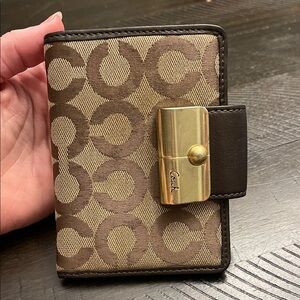 Coach Khaki and Gold Signature Wallet
